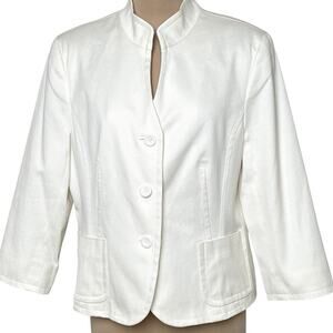 Judith Hart Blazer Jacket Womens 16 Ivory Textured Cotton Full Lining Button